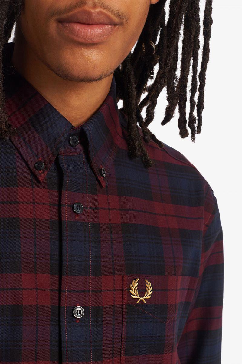 Red Fred Perry Tartan Twill Men's Shirts | PH 1541OKIR